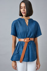 Cream blouse, pleated detail, angled view